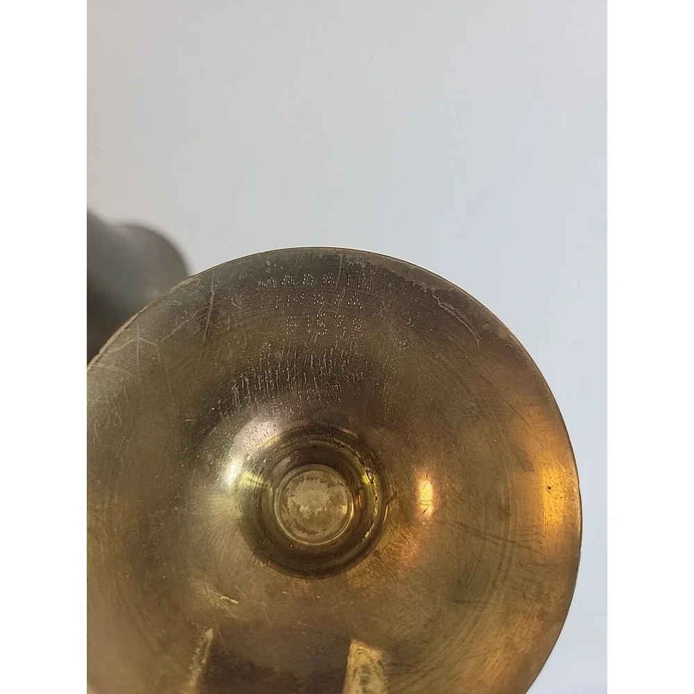 Brass Bud Vase Pair Vintage Etched Floral Farmhouse Decor Antique Gold